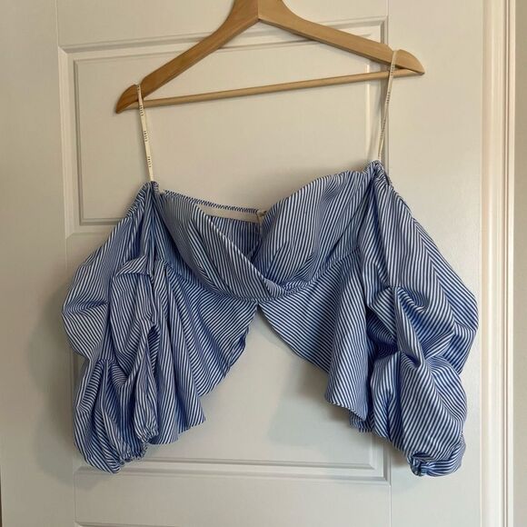 Essue Blue and White Crop Top - Picture 1 of 7